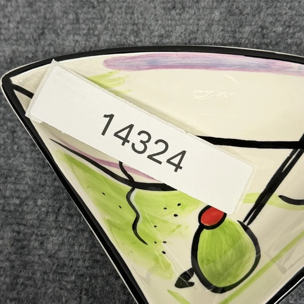 Clay Art Martini Glass Shaped Serving Bowl White Ceramic Olive Barware Dish